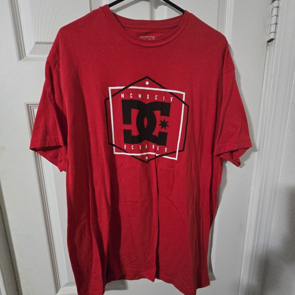 DC Red Short Sleeve Tee with Iconic Logo